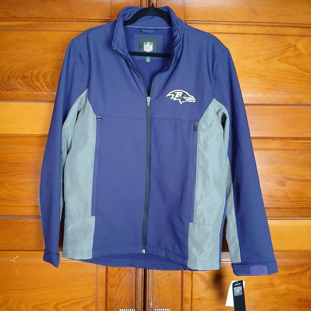 NWT Baltimore Ravens NFL Full Zip-Up Jacket Size Medium Men's Purple Grey Yellow
